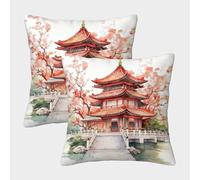 Cushion Cover Set of 1 Ancient Chinese Architecture Decorative Machine Washable Pillowcases Square Cushions with Invisible Zipper Cushion Covers for Living Room Sofa Couch Bed Throw Pillow Cases 45x45