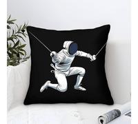 Cushion Cover Set of 1 Fencing Athlete-Dynamic Sport Illustration Decorative Machine Washable Pillowcases Square Cushions with Invisible Zipper Cushion Covers for Living Room Sofa Couch Bed Throw Pill