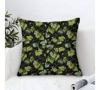 Cushion Cover Set of 1 Green Leaves Pattern-botanical Vine Design Decorative Machine Washable Pillowcases Square Cushions with Invisible Zipper Cushion Covers for Living Room Sofa Couch Bed Throw Pill