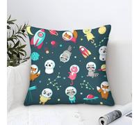 Cushion Cover Set of 1 Space Animals-Cartoon Space Theme Decorative Machine Washable Pillowcases Square Cushions with Invisible Zipper Cushion Covers for Living Room Sofa Couch Bed Throw Pillow Cases