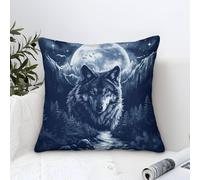 Cushion Cover Set of 1 Wolves in The Moonlight Decorative Machine Washable Pillowcases Square Cushions with Invisible Zipper Cushion Covers for Living Room Sofa Couch Bed Throw Pillow Cases 45x45cm