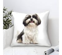 Cushion Cover Shih Tzu Dog Modern Art Decorative,Adorable Dog Breed Pattern Square Pillow Case Soft Polyester Throw Pillow Cases for Couch Sofa Bedroom Home Decor 50x50cm