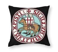 Cushion Covers 1 PCs Two Templars Knight Crusader Viking Decorative Pillow Covers 24"x24" Soft Polyester Square Pillow Cases Pillowcases