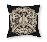 Cushion Covers 1 PCs Viking Helmet Axes Wreath Scandinavian Decorative Pillow Covers 20"x20" Soft Polyester Square Pillow Cases Pillowcases