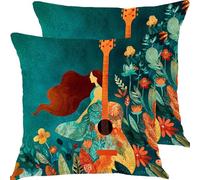 Cushion Covers 14x14 inch Outdoor Waterproof Cushions Abstract Guitar Cushion Square Pillow Covers Velvet Decorative Cushions for Couch, Bed and Living Room Home Decor Throw Pillow Cover X1JJ-101