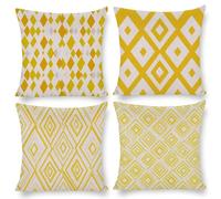 Cushion Covers 14x14 Inch Set of 4 Garden Outdoor Cushions Fall Pillow Cases Yellow Geometry Seasonal Pillow Covers Decor Couch Chair Living Room, Linen Cushions, Female Gifts 35 x 35 cm u-369