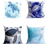 Cushion Covers 14x14Inch Double-Sided Printing Sea turtle Cushion Covers, Waterproof Decorative Throw Pillow Cases 4 Pack Animal Garden Furniture Sofa Pillows Cases for Home Decor Gifts GFBZ-10441