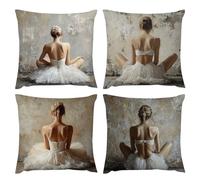 Cushion Covers 16 x 16 Ballet Dancer Spring Summer Cushion Covers Pack of 4 Waterproof Outdoor Garden Cushions Square Linen Throw Pillow Case Decorative Sofa Cushions, Home Room Decor Pillowcases g-8