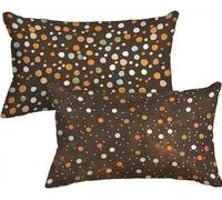 Cushion Covers 16 x 32 inch Polka Dots Cushion Covers Brown Pillow Cases 2 Pack, Velvet Rectangle Autumn Decorative Pillows with Invisible Zipper for Livingroom Garden Furniture, Gifts for Women X-404