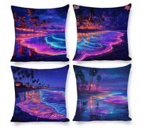 Cushion Covers 16x16 Inch Set of 4 Garden Outdoor Cushions Fall Pillow Cases Dreamy Flower Bed Seasonal Pillow Covers Decor Couch Chair Living Room, Linen Cushions, Female Gifts 40 x 40 cm u-541
