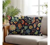 Cushion Covers 16x16in Outdoor Cushions Red Pillow Cases with Invisible Zipper Square Double Sided Waterproof Velvet Cushions Cover Abstract Pillow Cases 2 Pack for Living Autumn Decorations ZF-618