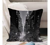 Cushion Covers 18x18 Inch,Architecture New York City Skyscrapers from Tudor USA Black,Throw Pillow Cover Soft Pillowcases with Invisible Zipper for Sofa and Couch 45x45cm