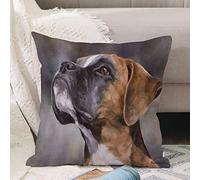 Cushion Covers 18x18 Inch,Boxer Dog pet Portrait Artist Canine Domestic pet Animal Nature Mammal,Throw Pillow Cover Soft Pillowcases with Invisible Zipper for Sofa and Couch 45x45cm
