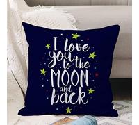 Cushion Covers 18x18 Inch,Brush I Love You to The Moon and Back Romantic Inspirational Quote Hand Lettering,Throw Pillow Cover Soft Pillowcases with Invisible Zipper for Sofa and Couch 45x45cm