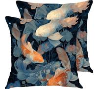 Cushion Covers 18x18 inch Outdoor Waterproof Cushions Koi Pond Cushion Square Pillowcases Pillow Covers Velvet Decorative Cushions for Couch, Bed and Living Room Home Decor Throw Pillow Cover X1JJ-418