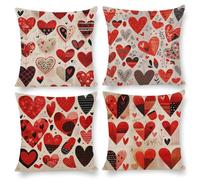 Cushion Covers 18x18 Inch Set of 4 Garden Outdoor Cushions Fall Pillow Cases Valentine'S Day Seasonal Pillow Covers Decor Couch Chair Living Room, Linen Cushions, Female Gifts 45 x 45 cm u-596