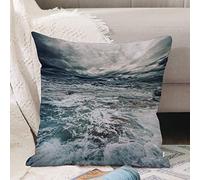 Cushion Covers 18x18 Inch,Wind Big Grey Ocean Storm Dark Moody Nature Dramatic Water Motion,Throw Pillow Cover Soft Pillowcases with Invisible Zipper for Sofa and Couch 45x45cm