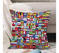 Cushion Covers 18x18 Inch,World Flag,Throw Pillow Cover Soft Pillowcases with Invisible Zipper for Sofa and Couch 45x45cm