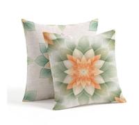 Cushion Covers 18x18in Outdoor Cushions White Pillow Cases with Invisible Zipper Square Double Sided Waterproof Linen Cushions Cover Simplicity Flower Pillow Cases 2 Pack, Living Autumn Decor ZF-370