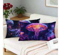 Cushion Covers 18x28 inch Purple Cushions Set of 2 Linen Decorative Pillows Jellyfish Double Sided Printing, Rectangle Sofa Throw Pillow Case for Home Living Couch Outdoor Garden Decor, Gifts L-507