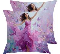 Cushion Covers 20x20 inch Outdoor Waterproof Cushions Butterfly Beauty Cushion Square Pillow Covers Velvet Decorative Cushions for Couch, Bed and Living Room Home Decor Throw Pillow Cover X1JJ-288