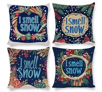 Cushion Covers 20x20 Inch Set of 4 Garden Outdoor Cushions Fall Pillow Cases Scenic Snow Seasonal Pillow Covers Decor Couch Chair Living Room, Velvet Cushions, Christmas, Female Gifts 50 x 50 cm u-193