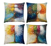 Cushion Covers 24 x 24 Four Seasons Tree Spring Summer Cushion Covers Pack of 4 Waterproof Outdoor Garden Cushions Velvet Throw Pillow Case Decorative Sofa Cushions, Home Room Decor Pillowcases g-579