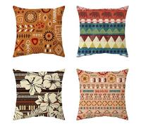 Cushion Covers 25x25cm Boho Cushion Covers for Sofa Set of 4, Outdoor Cushion Covers Double Sided Square Cushion Covers with Invisible Zipper, Spring Pillowcases Couch Garden Outdoor Home Decor YG-143
