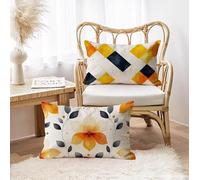 Cushion Covers 30 x 50 cm Set of 2, Outdoor Cushions Waterproof Linen, Yellow Geometry Cushion Covers Rectangle with Invisible Zipper, Double Dided HD Printing, Room Decorative Sofa Cushions h-228