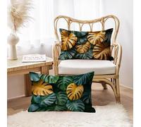 Cushion Covers 30 x 50 cm Set of 2, Outdoor Cushions Waterproof Linen, Yellow Tropical Cushion Covers Rectangle with Invisible Zipper, Double Dided HD Printing, Room Decorative Sofa Cushions h-237