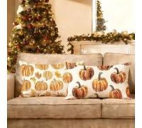 Cushion Covers 30 x 50 Pumpkin Cushions Double-sided Velvet Autumn Cushion Covers 2 Pack Rectangle Home Decorative Pillows with Invisible Zipper for Room Sofa Christmas Decorations 12 x 20 in X-x-318