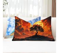 Cushion Covers 30 x 50, Tree Outdoor Cushions Velvet Large Sofa Cushions Set of 2, Double Sided Rectangle Sofa Pillows Flame Throw Pillow Covers for Garden Bench Car Farmhouse Room Decor G1-826