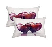 Cushion Covers 30 x 60 cm, Purple Cushion Covers Pack of 2, Waterproof Linen Sofa Pillows Cases, Love Pattern Decorative Throw Pillow Cases Double Sided Printing for Sofa, Garden, Living Room -8731