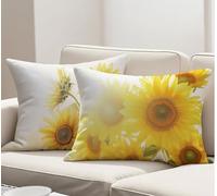 Cushion Covers 30 x 60 cm Set of 2 Pack Yellow Outdoor Cushions Waterproof Velvet Decorative Oblong Rectangle Sunflower Throw Pillow Case with Invisible Zipper for Autumn Home Decor Gifts R-3191