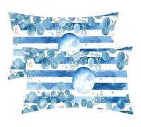 Cushion Covers 30 x 60 Moon Eucalyptus Leaves Pillow Cases 2 pack Large cushions Double Sided Printing, Linen Rectangle Decorative Pillows with Invisible Zipper for Bed Sofa Home Autumn Decor D-1007