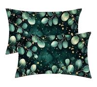Cushion Covers 30 x 60 Plants Eucalyptus Leaves Pillow Cases 2 pack Large cushions Double Sided Printing, Linen Rectangle Decorative Pillows with Invisible Zipper for Bed Sofa Home Autumn Decor D-1022