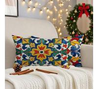 Cushion Covers 30cm x 50cm Colourful Cushions, Garden Cushions Rectangle Cushion Covers Pack of 2 Double Sided Printed Linen Throw Pillow Covers for Living Room Sofa Bedroom Bed Home Decor Boho 3m-94