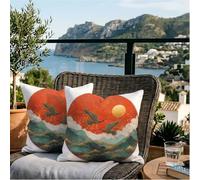 Cushion Covers 30x30cm Red Sofa Cover Set of 2,Japanese Scenery Short Plush Throw Pillow Cases Home Decoration,Couch Pillowcases for Decorative Garden Chair Cushions,Sofa Living Room Home Decor m1-416