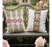 Cushion Covers 30x30cm Set of 2 Outdoor Cushions Green Waterproof Garden Cushions Velvet Throw Pillow Covers Summer Flowers Double Sided Printing Indoor Sofa Outdoor Balcony Summer Fall Decor yw-837