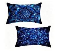 Cushion Covers 30x50 cm Pillow Cases 2 Pack Blue Sofa Cushions 30 x 50 cm Decorative Pillows Flower Outdoor Pillowcase Linen, HD Double Sided Printing for Sofa Cover Home Decoration, Summer A-5781ZR