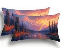 Cushion Covers 30x60cm Set Of 2 Rainbow Lago Cushion Cover Sofa Cushions Pillowcases With Invisible Zipper, Soft And Double-Sided Printing Decorative Throw Pillows For The Couch, Bed Decoration F0A913