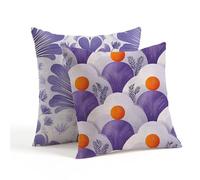 Cushion Covers 32x32in Outdoor Cushions Purple Pillow Cases with Invisible Zipper Square Double Sided Waterproof Linen Cushions Cover Abstract Flower Pillow Cases 2 Pack, Living Autumn Decor ZF-372