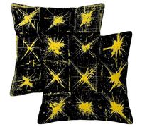 Cushion Covers 35 x 35 cm Set of 2, Outdoor Cushions Waterproof Black Cushion Covers, Sofa Cushions Linen Throw Pillow Cases Yellow, Square Decorative Pillows Cases for Garden, Gifts for Women -2500
