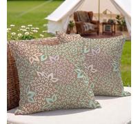 Cushion Covers 35 x 35 cm, Waterproof Linen Outdoor Cushions 14x14 inch, Abstract & Light Brown Double-Sided Print with Invisible Zipper Decorative Pillow Cases for Garden, Patio, Set of 2 3Z-276