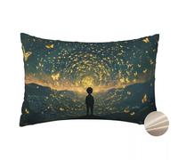 Cushion Covers 35 x 55 cm Pack of 2 Fantasy Cushion Cover Throw Pillow Cases Butterfly Cushions 14 x 22 Inches Decorative Linen Pillowcases With Invisible Zipper for Livingroom Sofa Bedroom -YM581