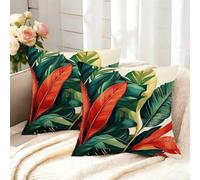 Cushion Covers 35cm x 35cm Set of 2 Green Throw Pillow Covers Banana Leaf Pillow Cases Autumn Sofa Cushions Decorative Pillows with Invisible Zipper Pillowcases for Bedroom Living Room -GY168