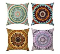 Cushion Covers 35x35 cm Mandalas Set of 4 Modern Colorful Decorative Throw Pillow Covers Soft Square Cushion Cases for Living Room Sofa Couch Bed Pillowcases