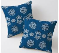 Cushion Covers 35x35 cm Navy Cushion Covers Linen Garden Cushions Set of 2 Square Sofa Decorative Pillowcases Retro Throw Pillow Cases for Garden Furniture Bench Car Farmhouse Decor, Gifts C-469