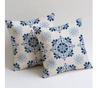 Cushion Covers 35x35 cm Navy Cushion Covers Soft Decorative Garden Cushions Set of 2 Square Sofa Pillowcases Abstract Mandala Throw Pillow Cases for Garden Furniture Car Farmhouse Decor, Gifts C-461