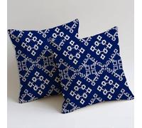Cushion Covers 35x35 cm Navy Cushion Covers Soft Decorative Garden Cushions Set of 2 Square Sofa Pillowcases Boho Throw Pillow Cases with Invisible Zipper for Garden Furniture Farmhouse Decor C-445